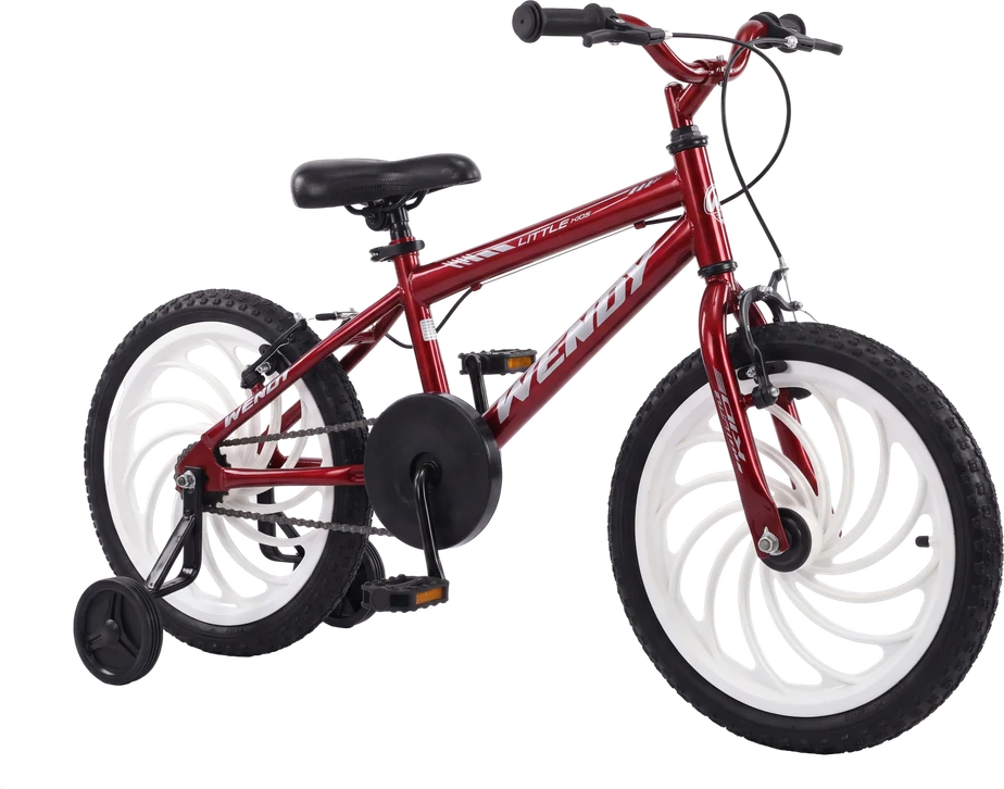 Bicicleta aro 16 vinho vista em três quartos frontal